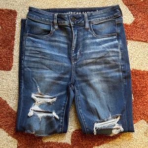 American Eagle Hi-Rise Jegging with distressing